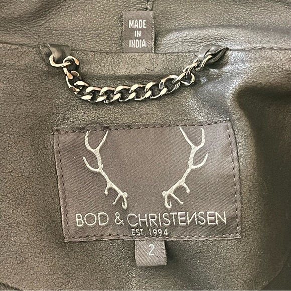 Bod & Christensen Zura Leather Jacket Women’s Size 2 Drape Front Studded Sleeves - Picture 8 of 10